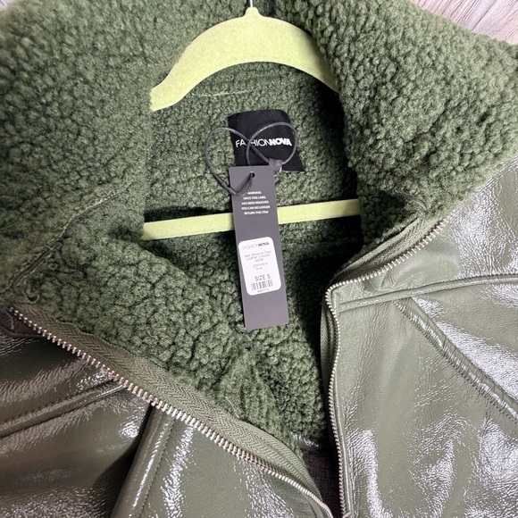 Fashion Nova Dark Green Faux Leather Crop Jacket - Picture 8 of 8
